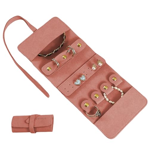 Pochette de voyage – Rouleau de rangement pour bijoux | Rouleau de bijoux de voyage | Rangement pliable spacieux pour colliers, bracelets, boucles d'oreilles | Sac de transport compact pour maman