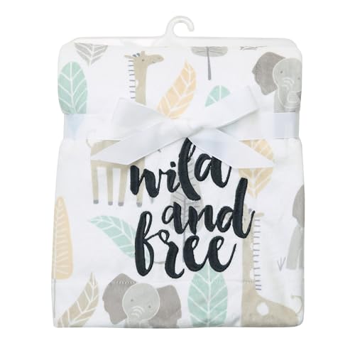 Image of Lambs & Ivy Jungle Friends Elephant /Giraffe Safari Soft Fleece Baby Blanket