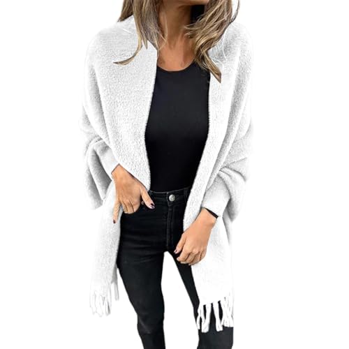 Generisch Cardigan Damen Lang Vorne Offen Coatigan mit Fransen Einfarbig Pullover Strickjacke Drapiert Strickpullover Casual Elegant Strickmantel mit Taschen Lässige übergangsjacke Jacke Generisch Cardigan Damen Lang Vorne Offen Coatigan mit Fransen Einfarbig Pullover Strickjacke Drapiert Strickpullover Casual Elegant Strickmantel mit Taschen Lässige übergangsjacke Jacke