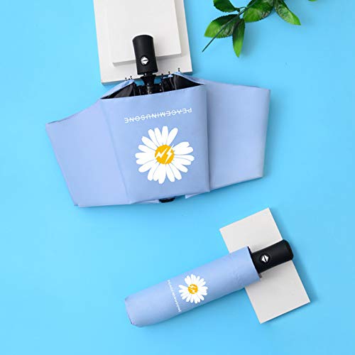 Mini vijfvoudige zon-, regen- en parasoltas paraplu zwarte lijm, bescherming tegen de zon en uv-bescherming vrouwen vouwen zonneparaplu - automatisch UV-wit - Image 7