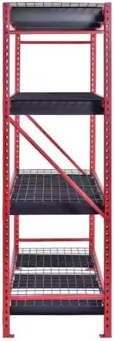 Husky 4-Shelf Metal Industrial Garage Storage Shelving Unit, Red, 77x72x24 Inches, Heavy-Duty Steel, 2500 lbs per Shelf