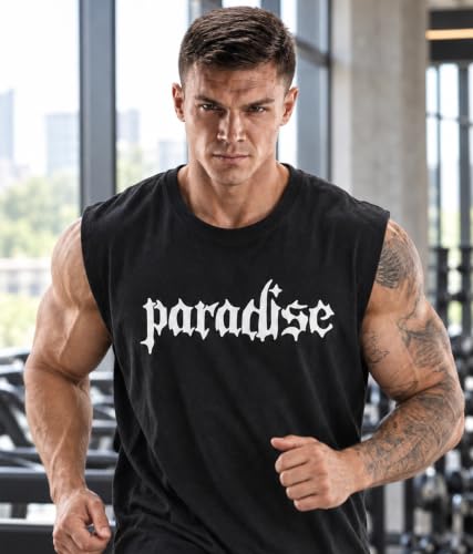 Image of SHODOX Men's 100% Cotton Tank Top | Round Neck Sleeveless Gym Vest | Loose Fit Casual Sportswear T-Shirt | Breathable & Lightweight Fitness Wear for Workout & Active Wear