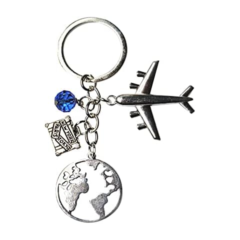 XINCHENG Aircraft Key Ring, Airplane Keychain with Globe Plane Passport, Flight Attendants Aviation Cabin Crew Gift for Women Men Friends Cover
