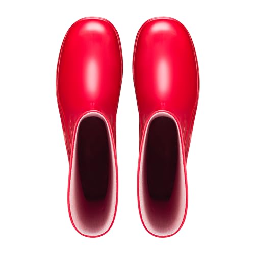 ESTRO Gummistiefel Damen Halbhoch Wasserdicht - Regenschuhe Gummistiefel Halbhoch Damen Regenstiefel Regenstiefeletten K007 (39 EU, Rot)