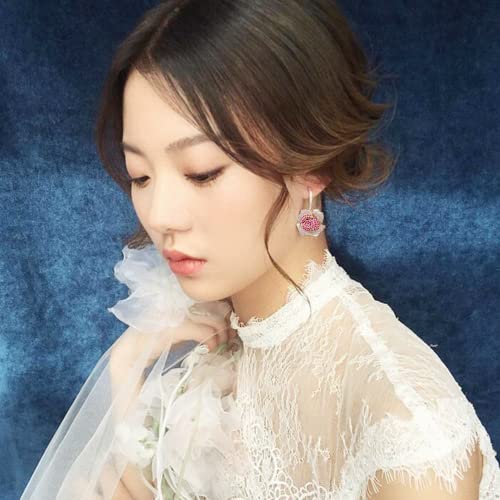 Huggie CZ Flower Dangle Stud Earrings for Women Girls with Charms Fashion Luxury Pave Rhinestone Filigree Camellia Rose Dainty Crystal Drop Dangling Wedding Prom Jewelry Dainty Gifts Valentine Mother's Day4