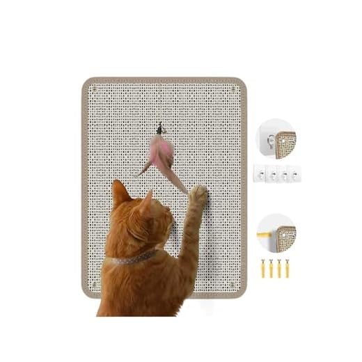 Cat Nail File Scratcher - Natural Sisal Scratch Mat with 80-Grit Aluminum Oxide, Adhesive Sheets & Expansion Screws for Secure Wall/Floor Mounting, Ideal for Trimming Cat Claws (16.53"x13.38")