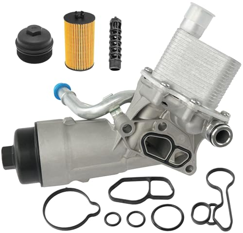 Engine Oil Cooler Filter Housing for Chevy/buick 1 Engine Oil Cooler Filter Housing Assembly Adapter with Gasket, Filter Insert, Cap Compatible with 2011-2021 Chevy Cruze Sonic Trax Buick Encore 1.4L Turbo Replace 55566784 918-428 55565388 88179-91400