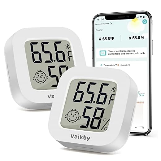 Vaikby Bluetooth Hygrometer Thermometer 2Pack, Smart Humidity Meter with Remote App Control Monitor, Indoor Room Thermometer for Home Greenhouse, Hight Accurate Temperature Sensor, Free Data Storage