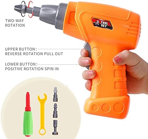 Electric Drill Toy Set 4 in 1 Creative Puzzles Assembly DIY Toy Construction Building Toy with Electric Drill Screwdriver Peg Board Mosaic Toy Educational Construction Set for Kids Boys Girls (193pcs)