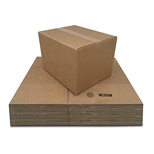 Image of Amazon Basics Cardboard Moving Boxes, Medium 18 inch x 14 inch x 12 inch, Brown, 20-Pack