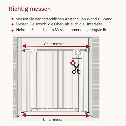 WOLTU Treppenschutzgitter 75–87 cm, Türschutzgitter aus Metall, mit/ohne Bohren, Auto-Close, 90°-Stopp, beidseitig schwenkbar, 2 Riegel, einhändig zu öffnen,Schwarz