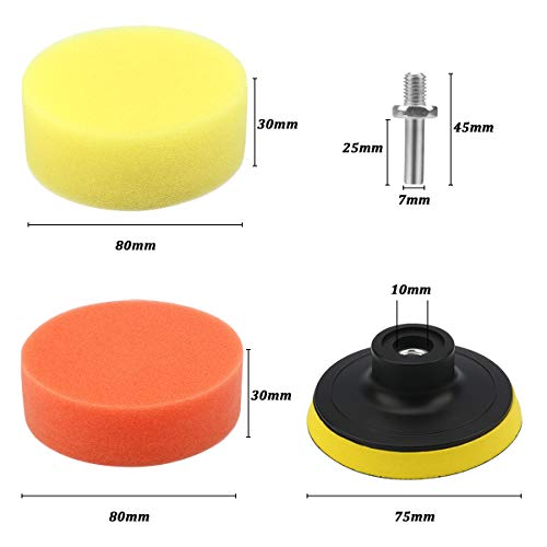 image for VERONES Car Foam Drill Polishing Pad Kit 25 PCS 3 Inch/80mm Buffing Pa