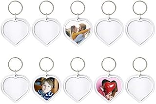 10PCS Acrylic Keyring Blanks Creative Photo Keyring with Split Ring Plastic Personalised Keyring for Craft Gift DIY Picture Blanks Rectangle&Heart