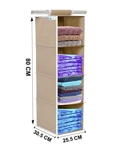 Image of Non Woven Hanging Organizer (Beige, Pack of 2 (4 Shelf))