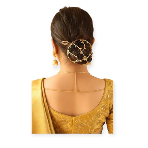 Image of Womens Bun Holder Hair Slide Clip Hairpin Stick Hair Accessories Gold | 1 Piece Hair Bun Cage (Floral Cage)