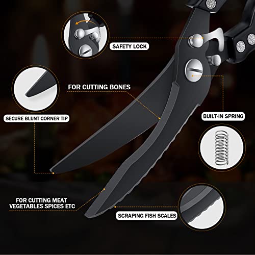 Dragon Riot Heavy Duty Poultry Shears Black With Serrated Edge - Kitchen Scissors For Chicken thumb #2