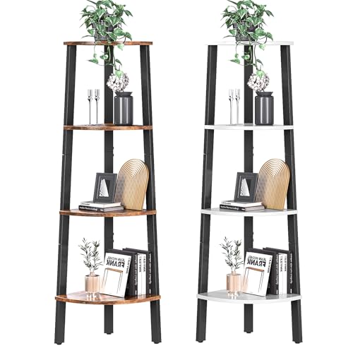 Simple Wisdom Esquinero para Sala,Librero esquinero de Madera Maciza de 4 Capas,Esquinero Simple de pie en Forma de Abanico,Adecuado para Sala de...