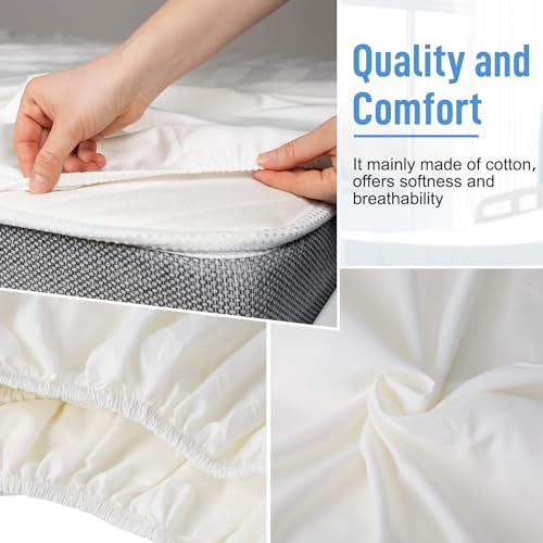 SmoothNovelty 4 Pcs Hospital Bed Sheets Set, Soft Knitted Standard Sheets Quality, Include Fitted Sheet, Quilt Cover, Pillow Case and Blanket (White) - Thumbnail 4
