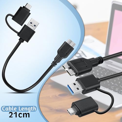 Image of Storite 2PACK 45CM High Speed USB 3.0 Cable A to Micro B for External & Desktop Hard Drives - Black (USB Micro B To Type C)