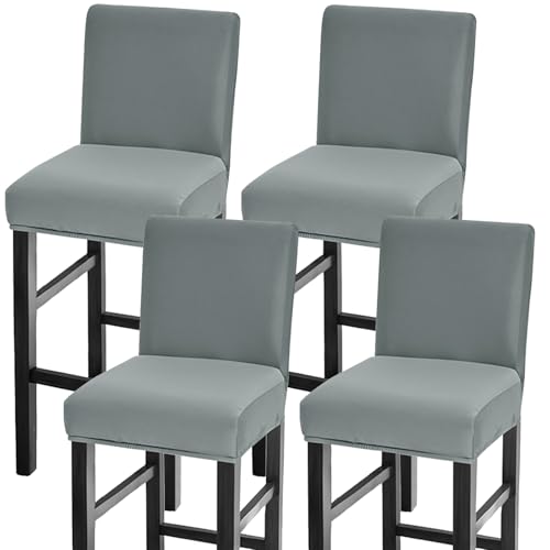 Image of Bar Stool Covers Counter Chair Slipcovers Set of 4,Light Grey | Stretch Barstool Seat Covers,Washable Removable Pub Tall Stool Slipcover,Bar Chair Cover for Kitchen Dining Room Cafe