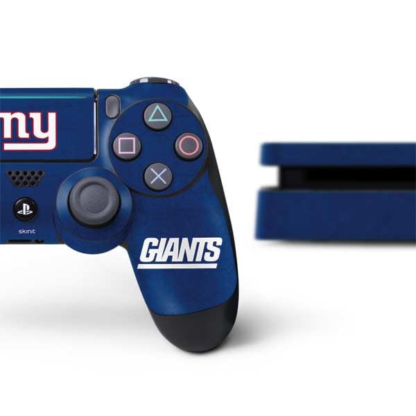 Skinit Decal Gaming Skin Compatible with PS4 Slim Bundle - Officially Licensed NFL New York Giants Distressed Design