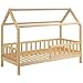 Riverbank Kinderbett 90x200 mit Rausfallschutz - Kinder Hausbett aus Kiefer Holz mit Rollrost | Stabiles Haus Bett für Mädchen & Jungen | 90 x 200 cm Jugendbett Massivholz Natur Hell