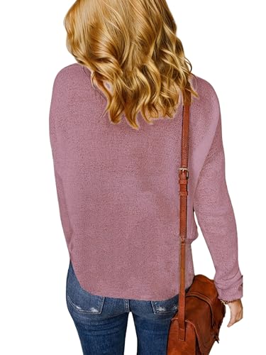 Image of Womens's Drop Shoulder Casual Loose Crewneck Lightweight Long Sleeve Pullover Sweaters
