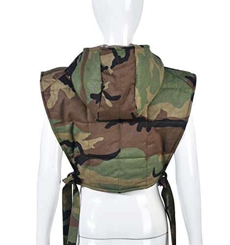 Dongfeng Womens Cropped Denim Camo Puffer Vest Sleeveless Hooded Drop Shoulder Sexy Tied Padded Puffy Vests Tops2