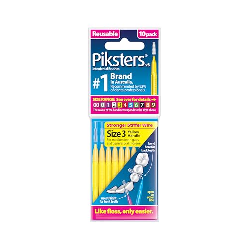 Piksters Interdental Brushes, Size 3, Yellow Handle
