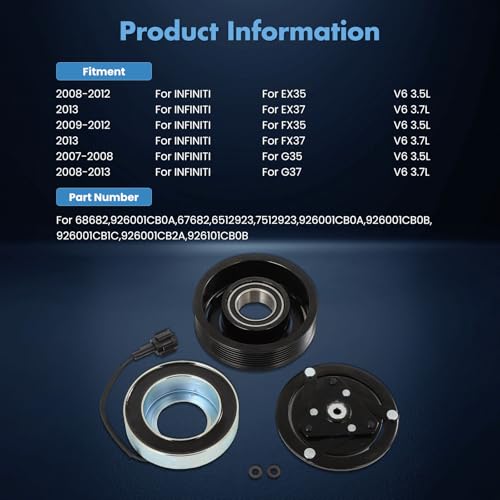 Image of ECCPP AC Compressor Clutch Kit for Nissan 370Z V6 3.7L 2009-2020