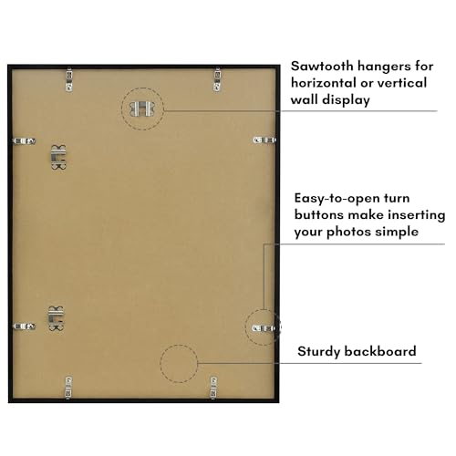 Image of Americanflat 17x21 Picture Frame with Polished Plexiglass - Streamline Collection - Thin Border Picture Frame for Wall Display - Hanging Hardware Included - Black