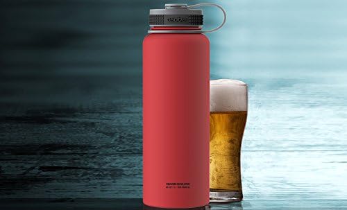Asobu Mighty Flask Insulated Water Bottle, 40 oz, Red