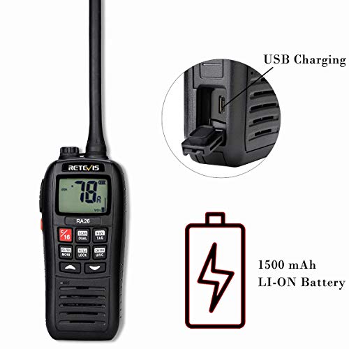 Retevis RA26 Handheld VHF Radio Marine, IP67 Waterproof Walkie Talkie, Floating, 88 Channels USB Charging - Image 3