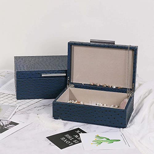 Sophinique Faux Ostrich Leather Decorative Boxes (2Pcs), Storage Hinged Boxes, Jewelry Organizer, Accessory Organizer, Nested Decorative Boxes #TOP2