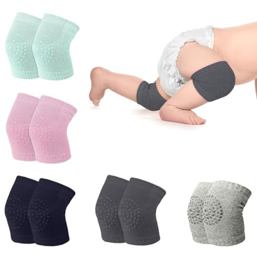 FlyWave 5 Paar Baby Knieschoner mit Rutschfesten Noppen zum Krabbeln -...
