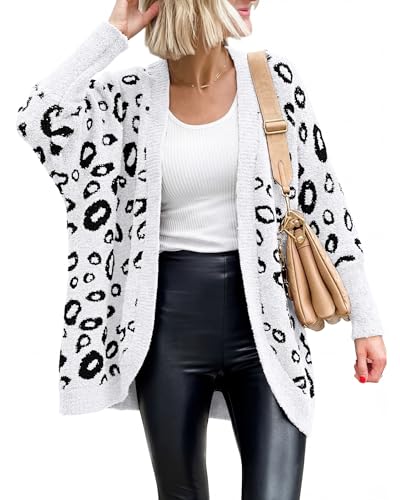 BTFBM Leopard Cardigan for Women Long Sleeve Open Front Cardigans