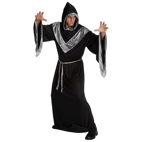 Morph Disfraz Túnica Negra Halloween, Mago Oscuro, Hechicero