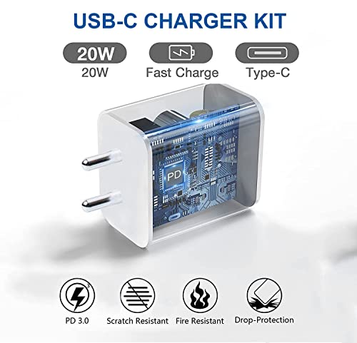 Image of 20W Original Fast Charger Adapter Compatible with iPhone 14 /14 Plus /14 Pro /14 Pro Max, 13 /12 /11 Series, iPad with 1 Meter Type C to Lighetning Data Cable PD 2.0 (Adapter+Cable)