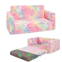 Toddler Chair Comfy,2-in-1 Soft Toddler Couch Fold Out for Kids,Convertible Sofa to Lounger,Gift for Girls and Boys Birthday,Unicorn,Large