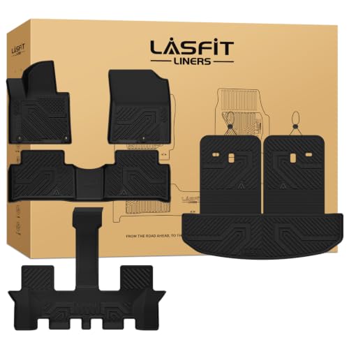 LASFIT Floor Mats & Backrest Mats & Cargo Mat for Kia Sorento Gas 2026 2025 2024 2023 2022 2021 (Not Fit for Hybrid/PHEV) All Weather TPE Custom Fit Floor Liners Full Set Car Mats Accessories Black