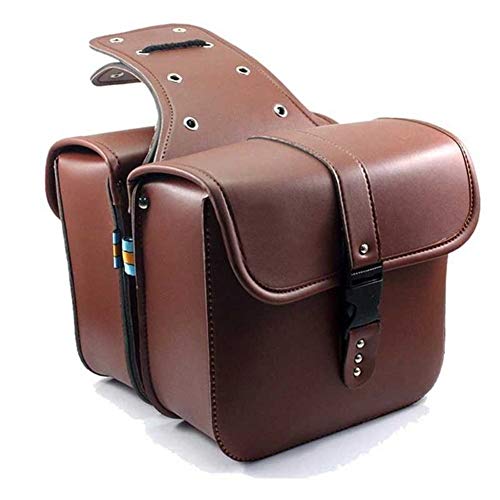 CKryzillix Alforjas Moto,Bolsa Trasera Moto Saddle XL883 XL1200 Motocicleta Bolsa, PU, ​​Cuero, Bolsa de Herramientas Equipaje Negro y marrón(Brown)