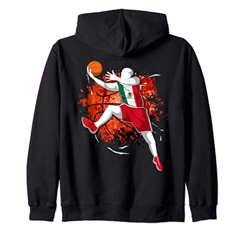 Proud Mexico Basketball Lovers Mexican National Flag Sport Zip Hoodie, Black