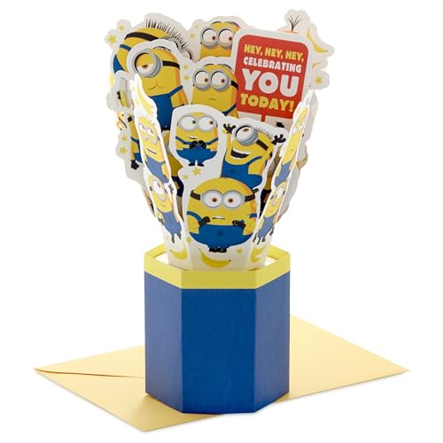 Product Image of the Hallmark Paper Wonder Minions Pop Up Card for Birthdays, Graduations, Retirements, Celebrations