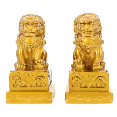Lion Ornaments Small Lion Figurines Decorative Sculptures for Home Decor Accents Unique Creative Statue for Living Room Desk Display, Miniature Feng Shui Gift, 2.75X1.77X1.45 in (1 Pair)