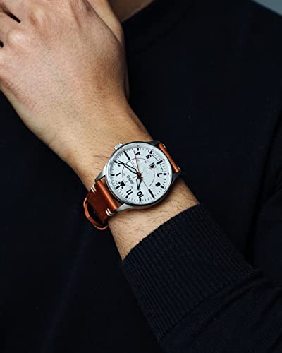 Avi-8 Pilot Hawker Hurricane Men's Japanese Automatic 43Mm White Watch With Leather Strap Av-4094-01 #TOP5