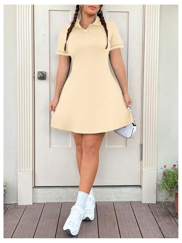 Image of RoseSeek Women's Plus Size Football Jersey Dress Collared Golf Tennis Dress Button Front A Line Streetwear Dresses