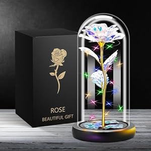 Yummuely Rose Flower Gifts for Women, Light Up Galaxy Rose in Glass Dome – Valentines Day Gifts for Her – Mom Gifts for Mothers Day – Personalized Birthday Gifts for Girlfriend, Wife, Mom, Daughter