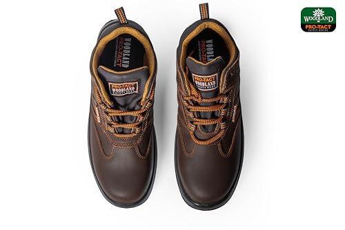 Image of Woodland Thunder Crazy Horse Leather Safety Shoes for Men | Oil Resistant Safety Shoe with Anti Slip Grip | Lightweight, Antistatic PU Double Density with Composite Toe | Brown (7 UK, 41 EU)