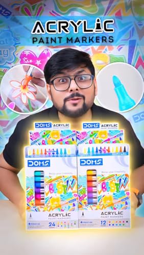 Image of Doms 24 Shades Acrylic Paint Markers| Soft Bullet Point| Suitable For Multipurpose Surfaces| Perfect For Pop Art, Abstract Art, Graphic Design| Pack of 1