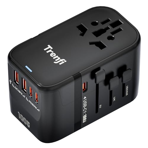 TRENFI 100W GaN+ Universal Travel Adapter, All-in-One USB-C PD Fast